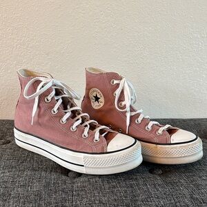 Converse Chuck Taylor All Star Lift platform high-top sneakers in a blush